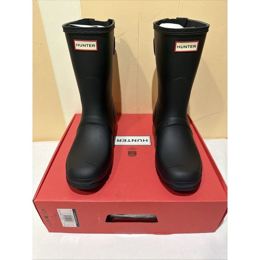 Hunter Original Women's Short Back Adjustable black Rain Boots. Size US 11. New - Picture 2 of 11